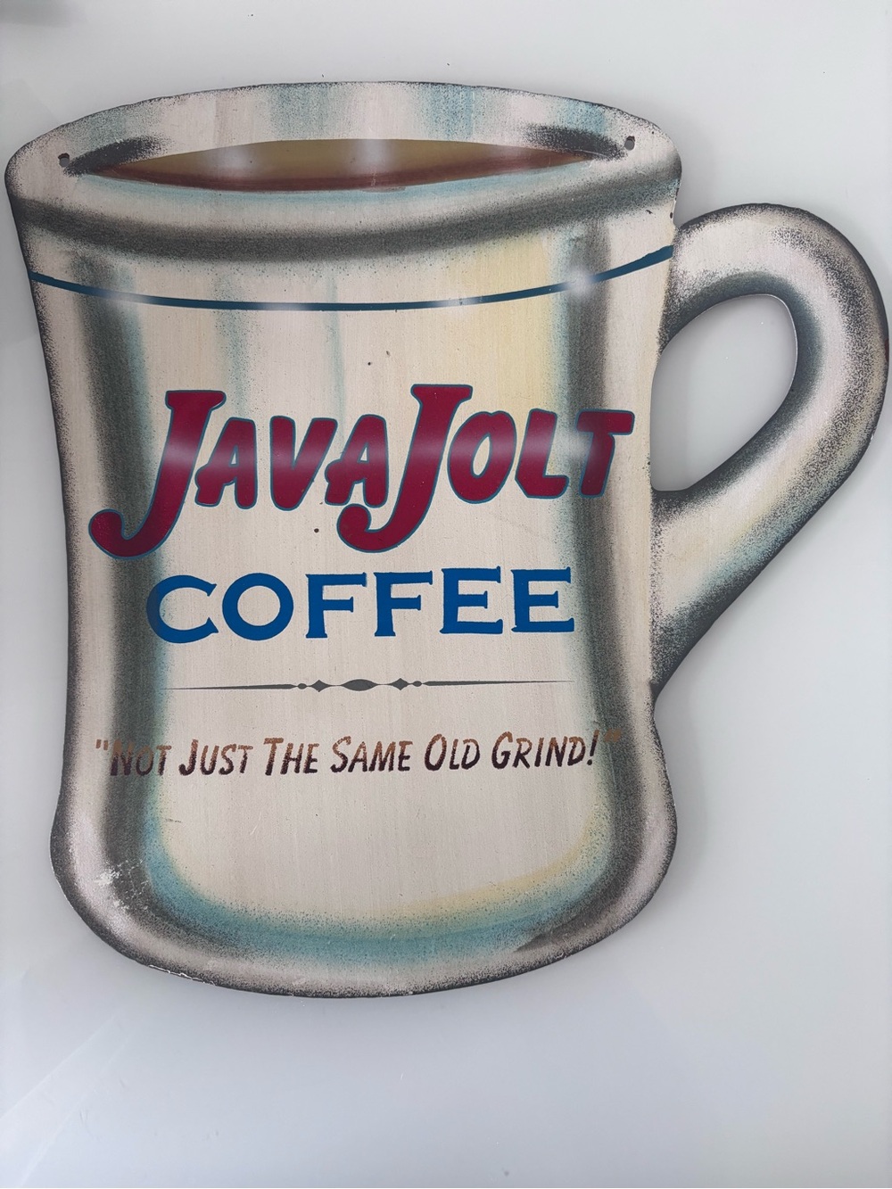 Vtg JavaJolt Tin Wall Mount Coffee Sign Restaurant Cafe Retro Collectible Metal